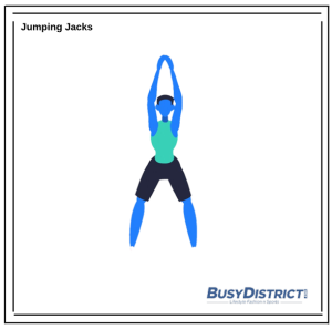Jumping jacks for home cardio workout. Busy District.