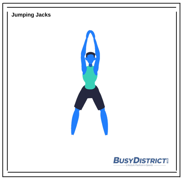 Jumping jacks. Busy District.
