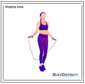 Skipping ropes for home cardio workout. Busy District.